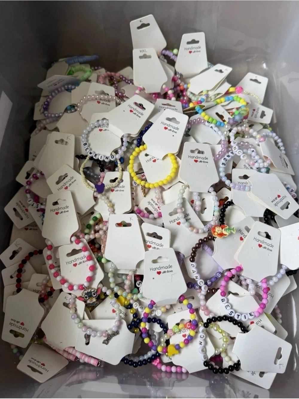 Bulk mystery set of 100 Kids Beaded Bracelet - Multicolor, handmade by me